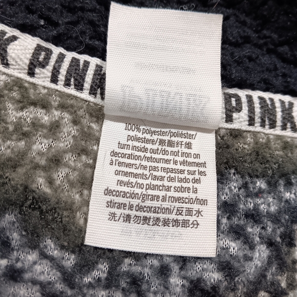 PINK Victoria's Secret Women's  (Size SP) Camouflage Green Print Zip Pullover - Picture 4 of 9